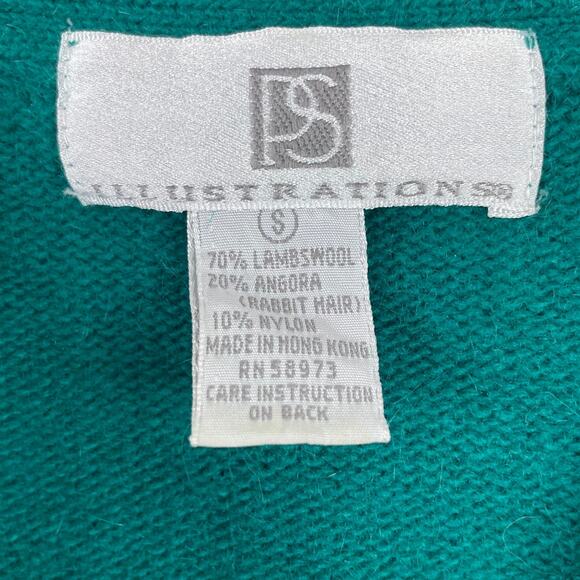 Vintage Lambswool Angora Blend Cardigan Puff Sleeve Holiday Cottage Core Small - Picture 9 of 10